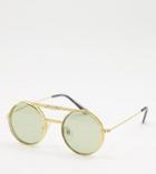 Spitfire Lennon Flip Unisex Sunglasses With Olive Green Lens In Gold - Exclusive To Asos