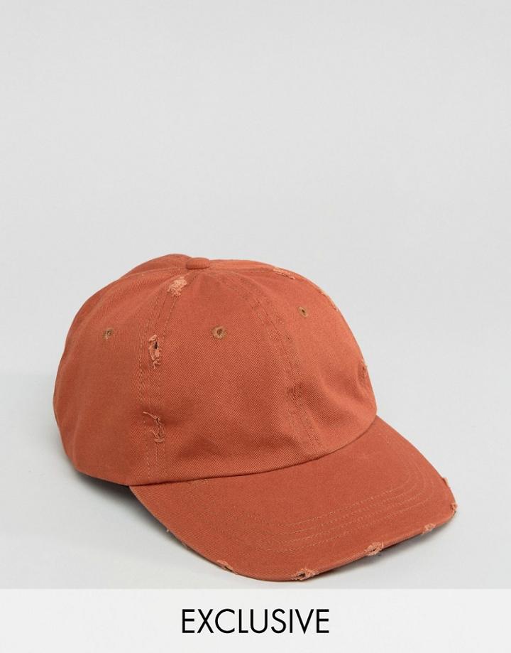 Reclaimed Vintage Distressed Baseball Cap Tobacco - Beige