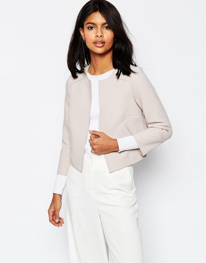 Asos Cropped Raw Edge Occasion Blazer - Gray
