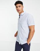 Brave Soul Short Sleeve Cotton Slub Shirt In Light Blue