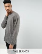 Asos Tall Oversized Long Sleeve T-shirt With Bellow Sleeve In Textured Fabric - Gray