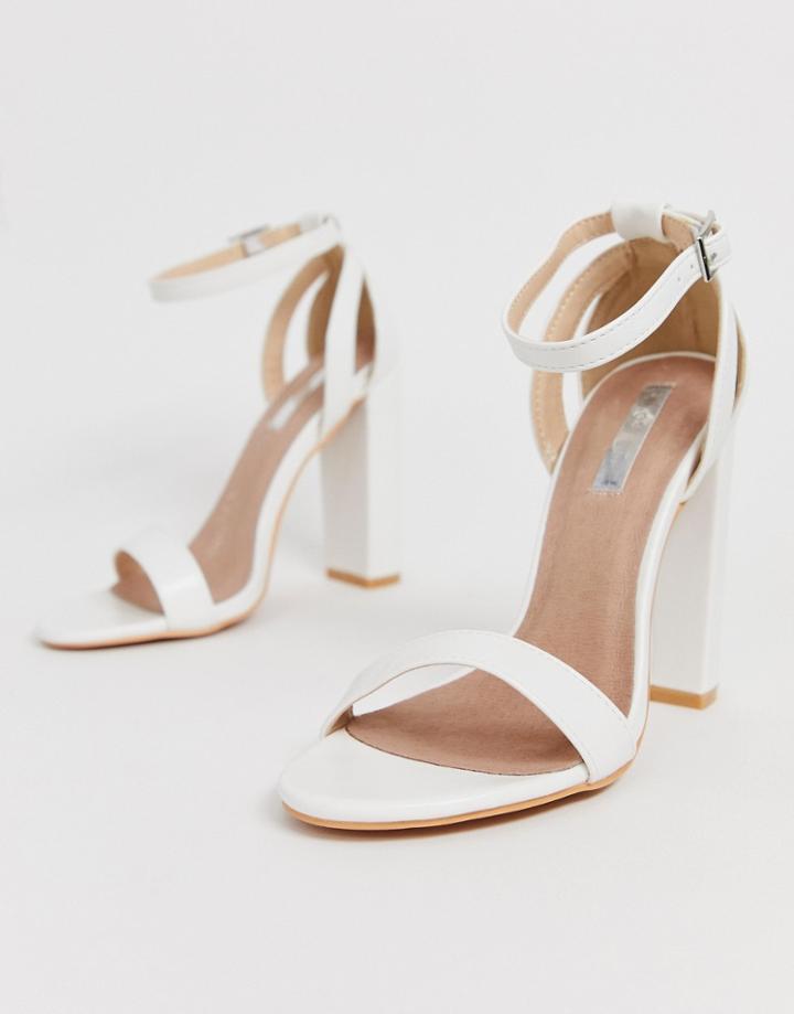 Lost Ink Blaise Block Heel Sandal In White - Black