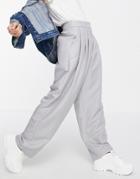 Asos Design Exagerated Mom Pants In Gray-grey
