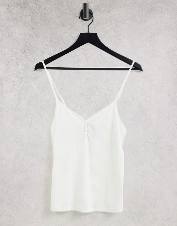 Dorina Silence Eco Rib Modal Button Front Cami Top In Ivory-white