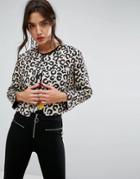Love Moschino Leopard Print Collarless Jacket - Multi