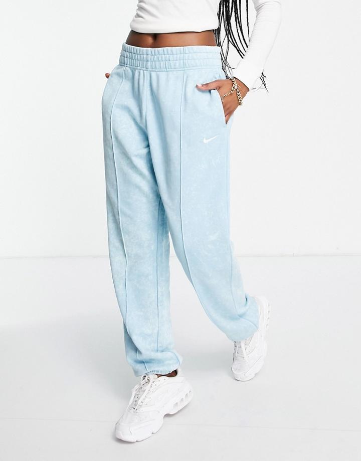 Nike Veneer Pack Loose-fit Acid Wash Cuffed Fleece Sweatpants In Aqua-blues