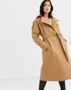Fashion Union Wool Belted Wrap Coat