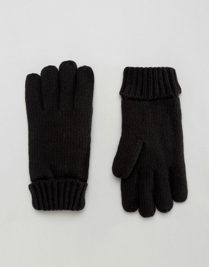 Asos Gloves With Fleece Lining In Black - Black