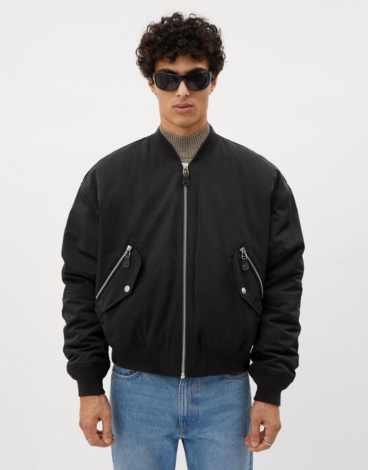 Weekday Tyreese Bomber Jacket In Black