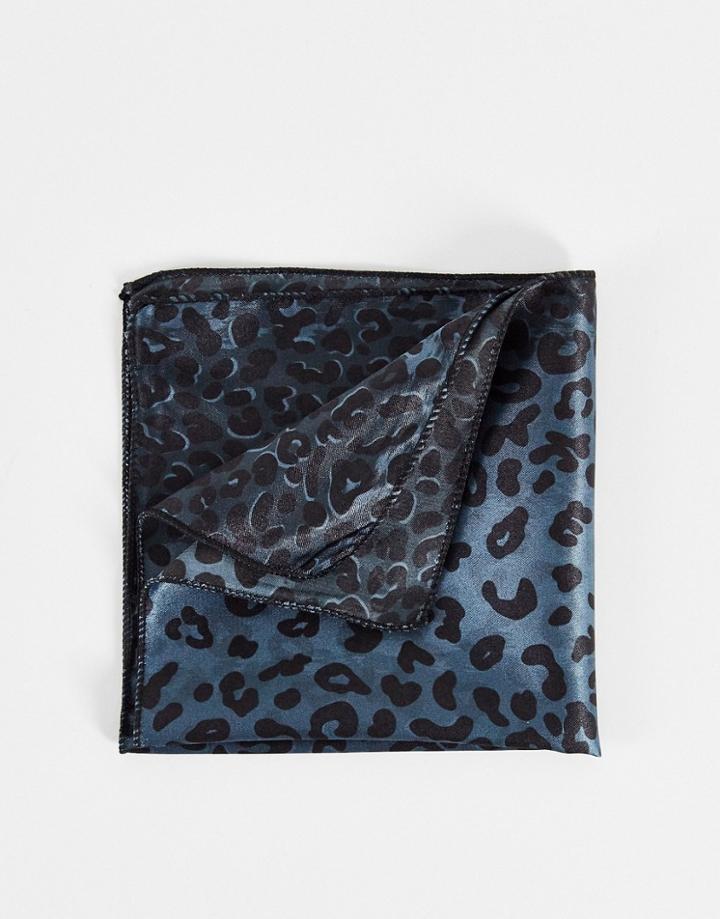 Bolongaro Trevor Leopard Pocket Square-blues