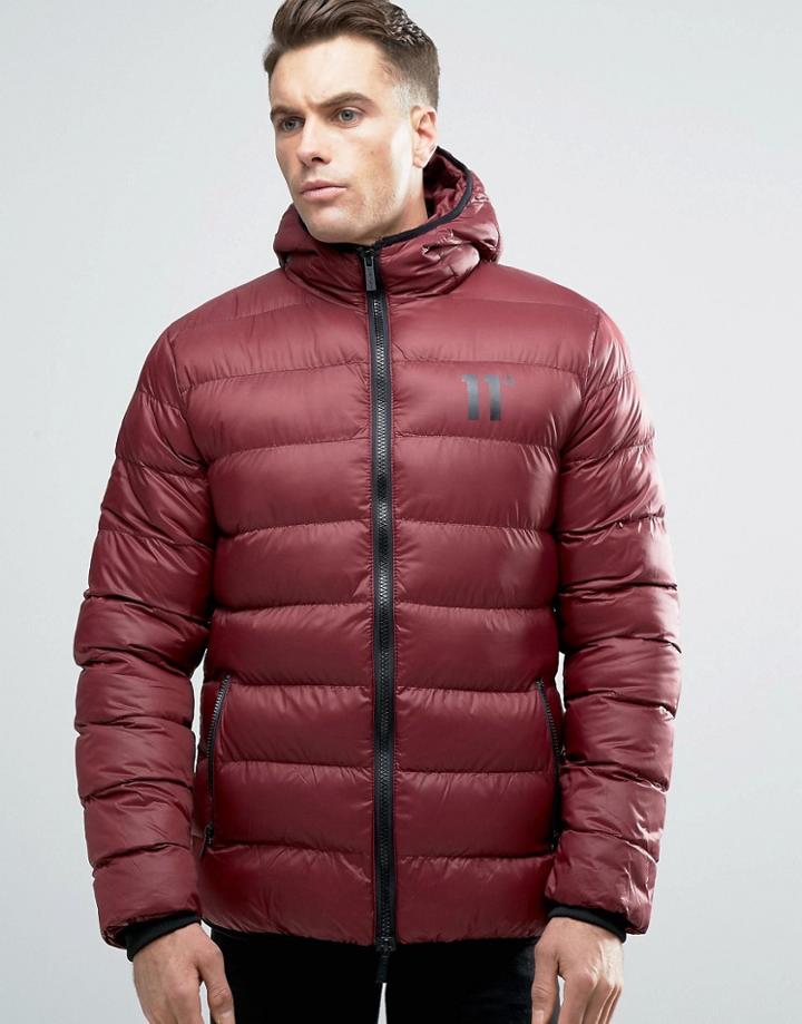 11 Degrees Padded Jacket With Hood - Red