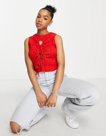 Lola May Cutout Detail Crop Top In Red