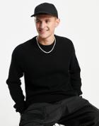 Jack & Jones Originals Oversized Ribbed Sweater In Black