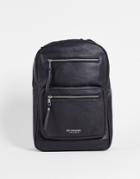 Bolongaro Trevor Double Zip Grain Leather Backpack In Black