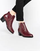 Ted Baker Jylon Leather Mid Heeled Zip Ankle Boots - Red