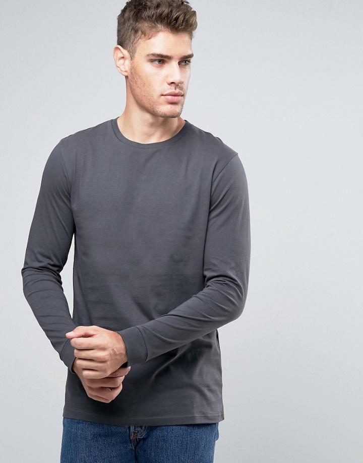Asos Longline Long Sleeve T-shirt - Black