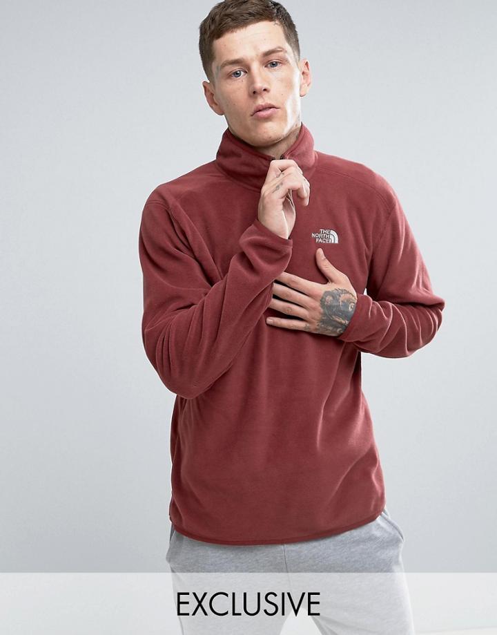 The North Face 100 Glacier Sweatshirt 1/4 Zip In Burgundy Exclusive To Asos - Red