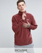 The North Face 100 Glacier Sweatshirt 1/4 Zip In Burgundy Exclusive To Asos - Red