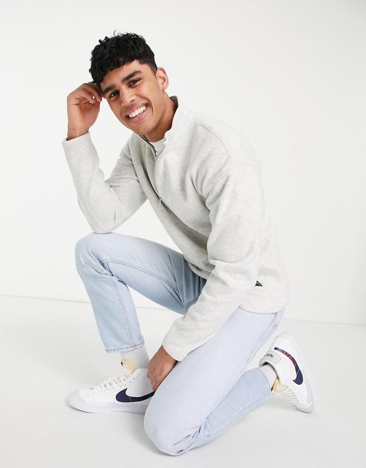Abercrombie & Fitch Central Label Logo Color Block Half Zip Sweatshirt In Gray Heather-grey