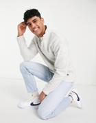 Abercrombie & Fitch Central Label Logo Color Block Half Zip Sweatshirt In Gray Heather-grey