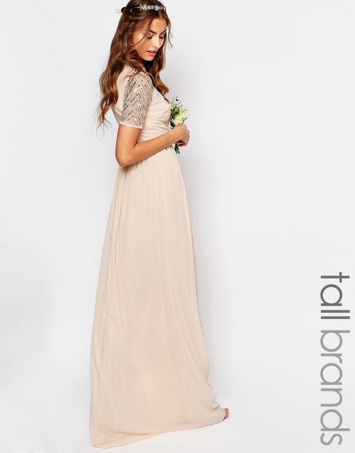 Maya Tall Chiffon Embellished Maxi Dress - Nude