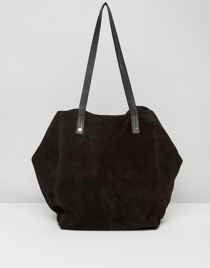 Asos Suede Slouch Shopper Bag - Black