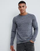 Jack And Jones Lightweight Knitted Stripe Sweater - Navy