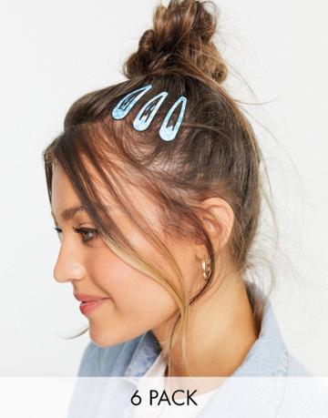 Asos Design Pack Of 6 Hair Clips In Daisy And Cloud Prints-multi