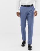Harry Brown Blue And Rust Check Slim Fit Suit Pants - Blue