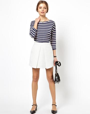 Asos Mini Skirt In Texture With Fold Front