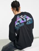 Asos 4505 Oversized Long Sleeve T-shirt With Mountain Back Print-black