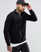Asos Jersey Bomber With Gold Zips - Black