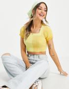 Lola May Color Block Knitted Crop Top In Yellow