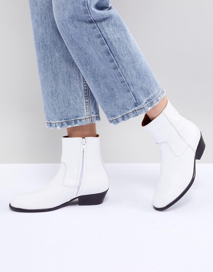 Mads Norgaard Leather Ankle Boots - White