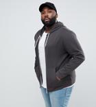 Asos Plus Zip Up Hoodie In Washed Black - Black