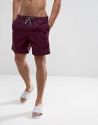 Asos Swim Shorts In Purple With Stripe Drawcords Mid Length - Purple