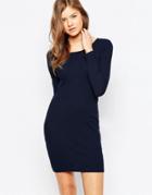 Pieces Delfine Open Neck Dress In Dark Gray Marl - Navy Blazer