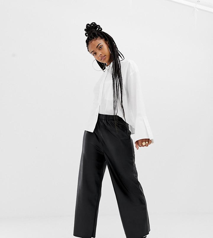 Collusion Wide Leg Vegan Leather Look Trouser - Black