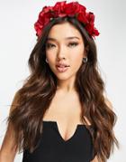 Asos Design Garland Headband In Red Floral