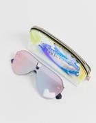 Quay Australia Stay Afloat Aviator Sunglasses In Pink - Pink