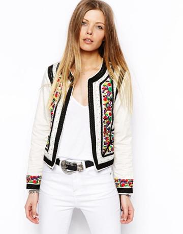 Asos Jacket With Statement Embroidery And Rope Detail