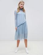 Pieces Lace Midi Dress-blue