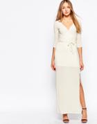 Club L Wrap Front Maxi Dress In Glitter Fabric