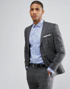 Moss London Skinny Suit Jacket In Check - Gray