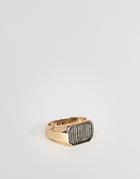 Icon Brand Serrated Signet Ring In Antique Gold - Gold
