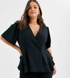 Asos Design Curve Tux Top With Angel Sleeve - Clear