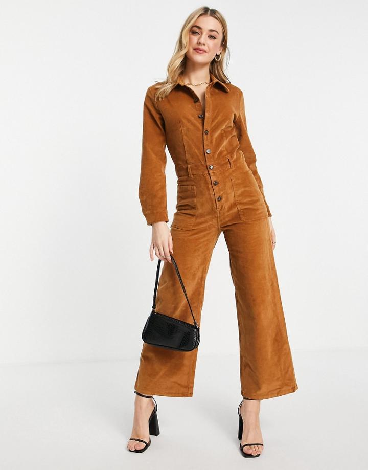 & Other Stories Organic Cotton Blend Cord Jumpsuit In Light Brown-neutral