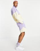 Asos Design Oversized Jersey Shorts In Pastel Color Block - Part Of A Set-multi