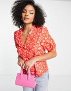 Nobody's Child Oversized Collar Blouse In Pink Heart Print