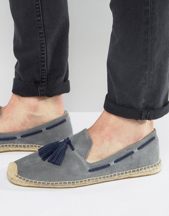 Soludos Tassel Suede Espadrilles - Gray